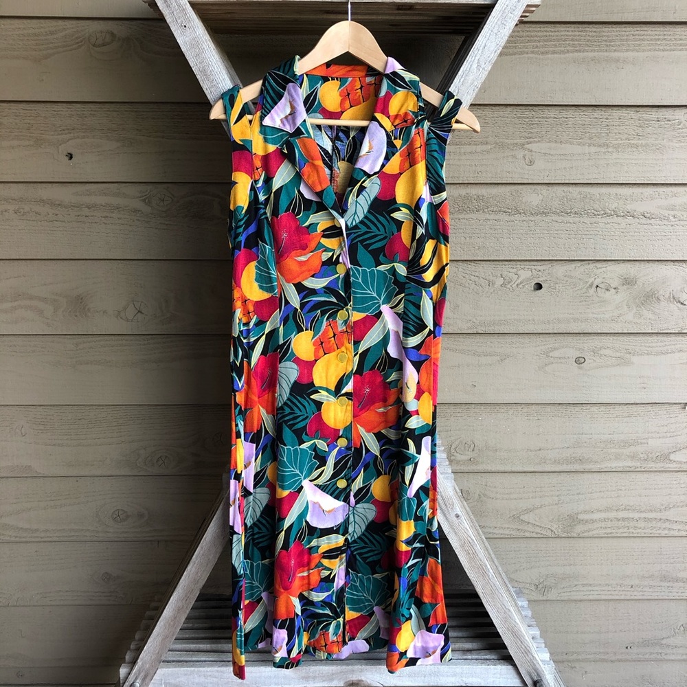 Vintage Tropical Print Dress